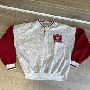 Vintage McGregor Retro Sports Crewneck Henley Sweatshirt Mens XXL Grey Red‎